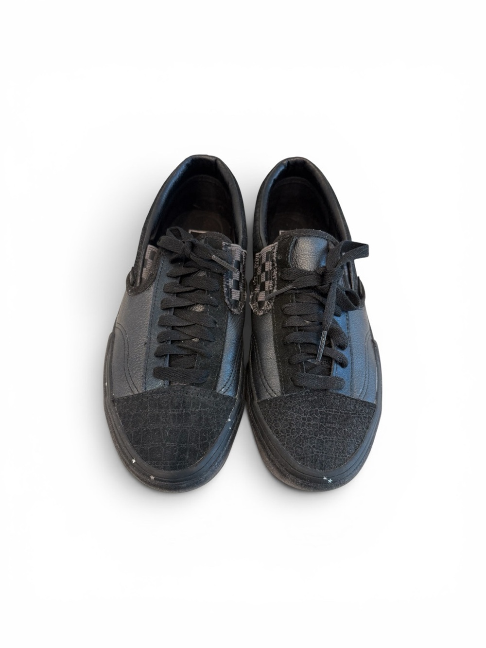 Vans Black Low-Top Sneakers with Checkered Strap Old School Shoes
